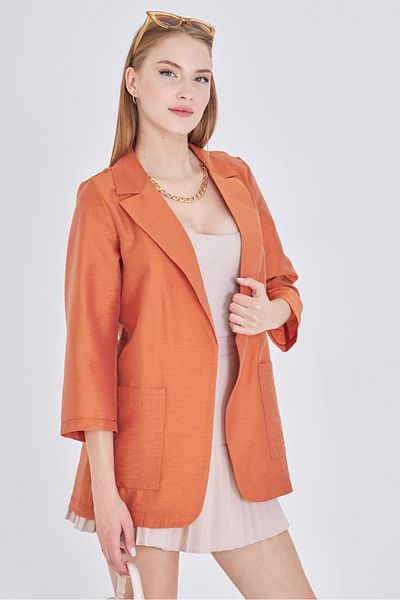 armonika Women's Orange Pocket Oversize Jacket Arm-25Y001064