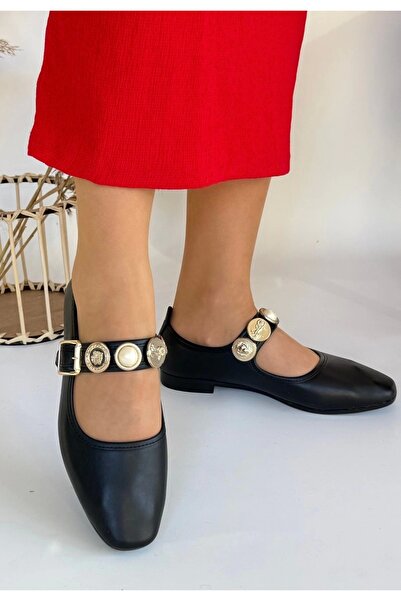 Erbilden Koope Black Skin Ballerina Shoes