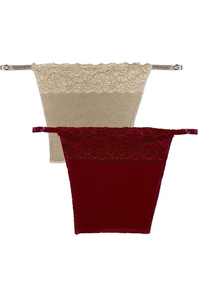 Glamroot Women's Cotton Camisole Cleavage Cover Clip-on Mock Lace Camisecret - Set of 2