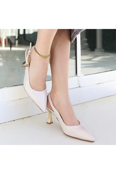 Erbilden Zalin Beige Patent Leather Heeled Shoes