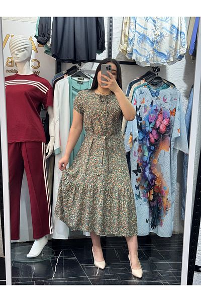 Favv Club V-Necklace Strapy Pattern Viscosse Dress