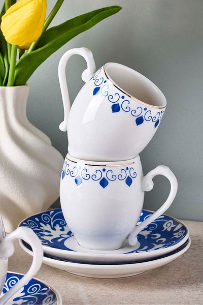 Perotti Mavişehir 6-Person Porcelain Coffee Cup Set