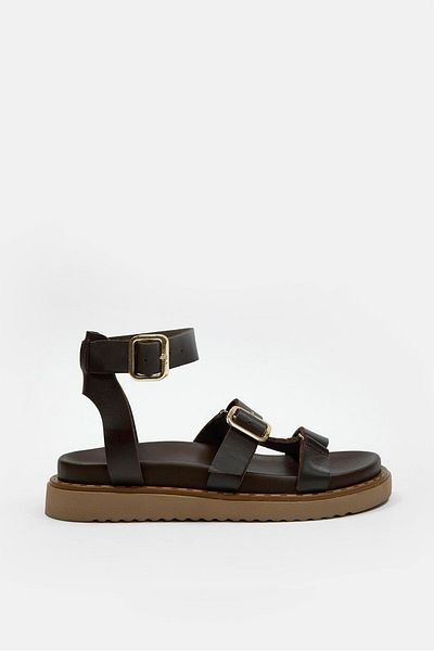 NILUFARR Helsa Bitter Brown Genuine Leather Women's Sandals