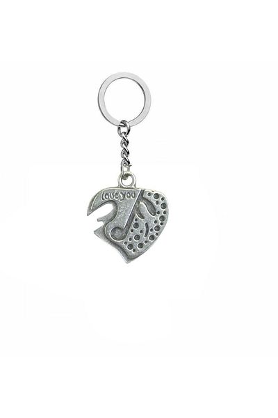 Herşey Nota You in My Heart |   Unisex Keychain with "I Love You" Written Heart