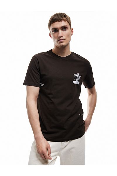 Koton Μπλουζάκι με κοντό μανίκι Crew λαιμόκοψη με κανονική εφαρμογή βαμβακερό πίσω μέρος με άδεια Van Gogh