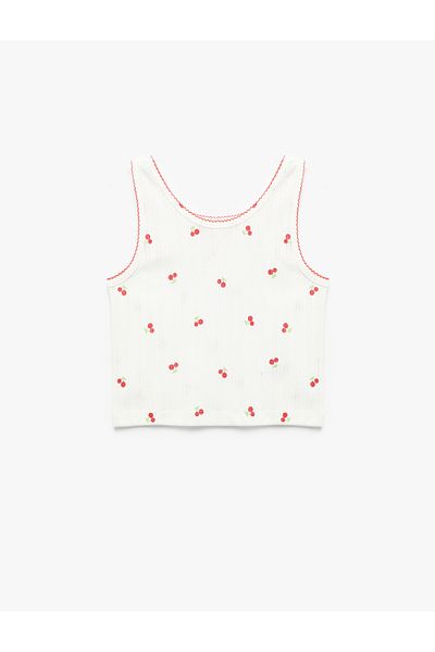 Koton Cherry Printed Sleeveless Crew Neck Undershirt