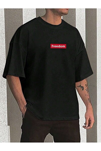 PERISENSE Tricou cu imprimeu Freedom - Mânecă scurtă cu mânecă scurtă supradi...