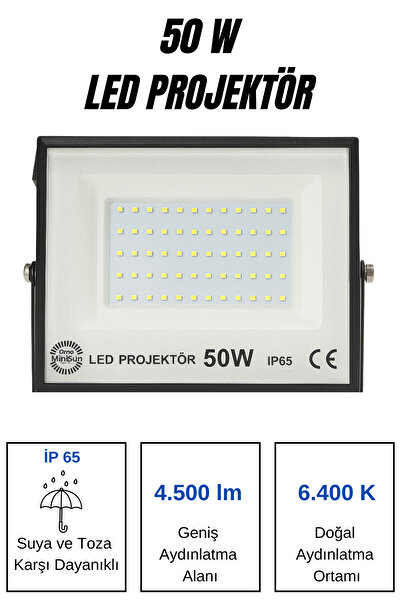 ga gözde aydınlatma 50W LED Projektör IP65 9000 Lümen 6400K Dış Mekan Su Geçirmez Beyaz Işık Aydınlatma