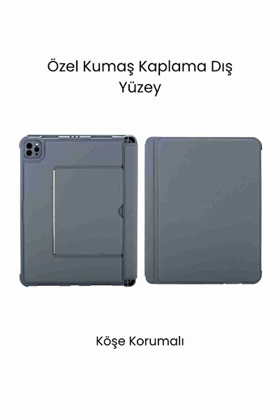 Fuchsia iPad Air 11 Uyumlu 4/5 Nesil M2/M3 Ledli 360° Manyetik Standlı Touchpadli Katanya Klavyeli Kılıf