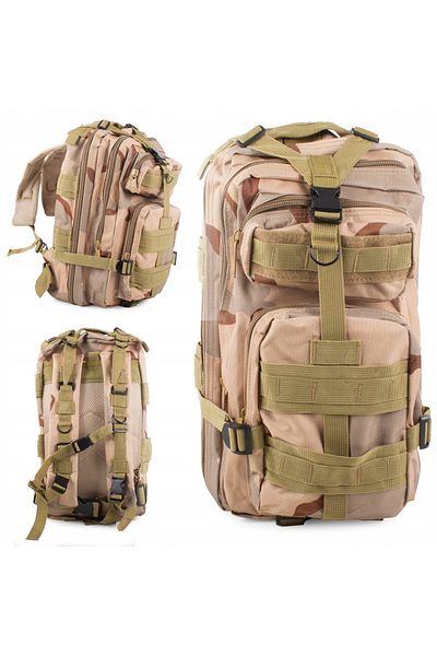 CRACOS Camouflage Tactical Backpack, ®, 43x25x24 Cm, Military Brown, Hiking, Multiple Compartments