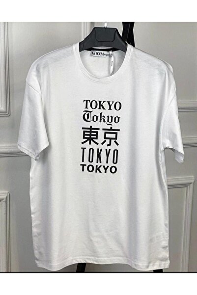 YRN COLLECTION Tricou oversize alb unisex Tokyo