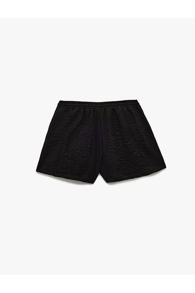 Koton Comfortable Fit Tie Waist Textured Mini Swim Shorts with Pockets