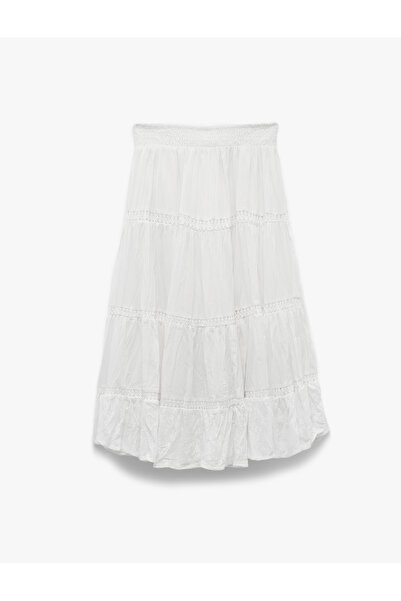 Koton Fusta midi Gipeli A-Line cu detaliu din dantela de bumbac