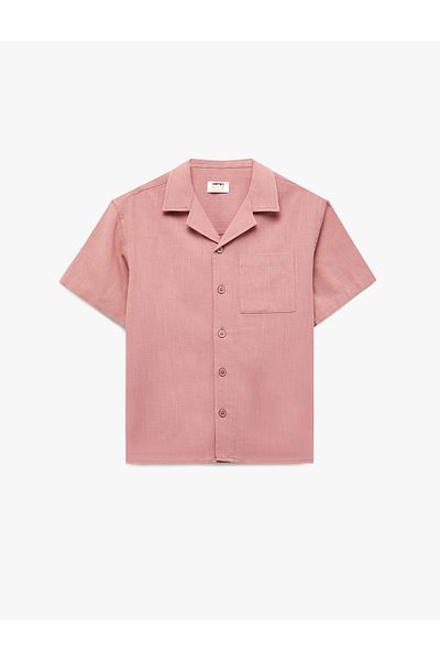 Koton Cotton Button down Single Pocket Short Sleeve Basic Shirt
