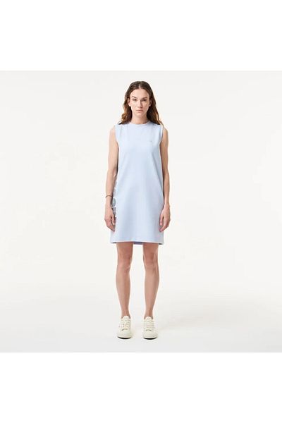 Lacoste Women's Straight Fit Sleeveless Printed Light Blue Dress