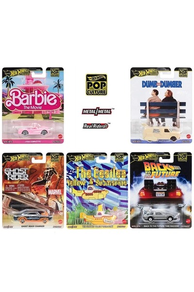HOT WHEELS Premium Pop Culture 5’li Koleksiyon Seti Corvette, Ghost Rider, Back to the Future, The Beatles