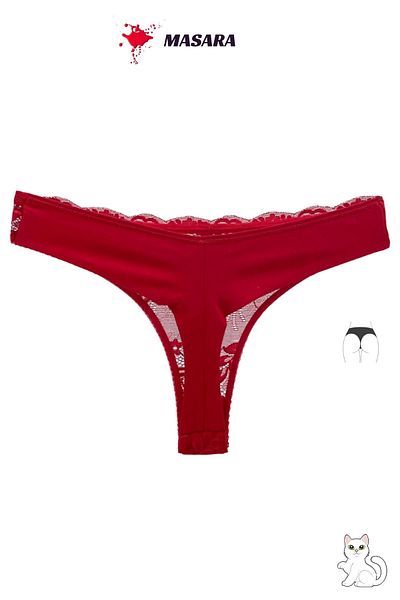 MİSTİRİK Masara Model Comfortable Stylish Lace String Women's Panties Red Color