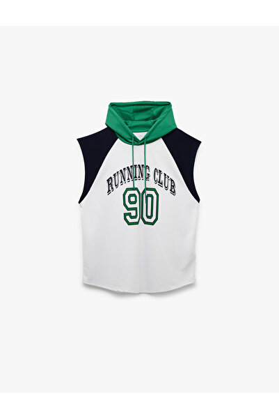 Koton Hooded Raglan Sleeve Printed Oversize Sports Singlet