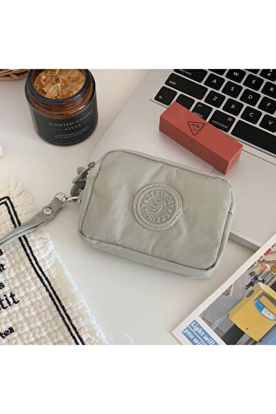 rinkadoll Light Grey Color Multi-Purpose 3 Zipper Organizer Coin Purse - for Travel and Daily Use