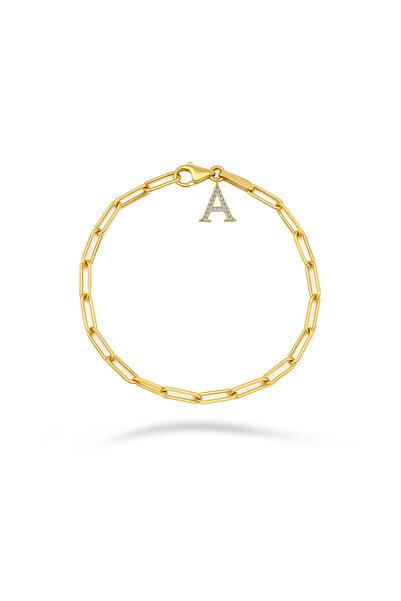 Silveranka 925 Ayar Gümüş Ataç Zincirli Harf Bileklik