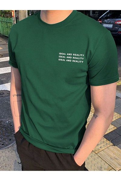 Boi T-Shirt Ideal And Reality - Nefti Green Printed Oversize Crew Neck Κοντό μανίκι