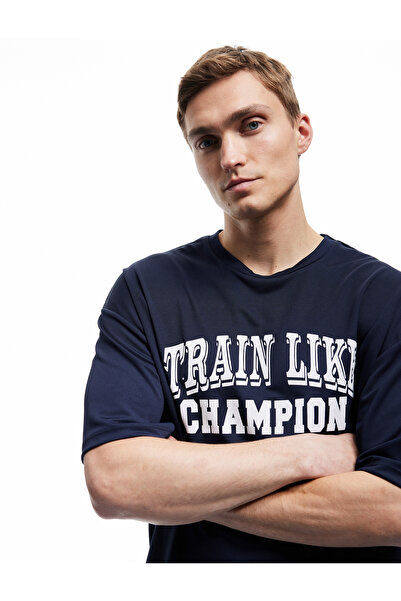 Koton Αθλητικό μπλουζάκι με μισό μανίκι με στάμπα με λαιμόκοψη