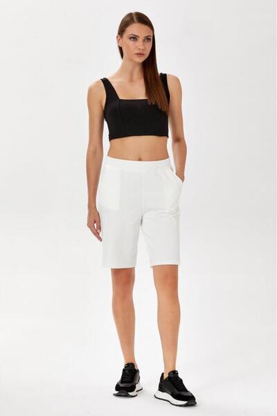 İKİLER Elastic Waist Pocket Long Shorts 025-2014