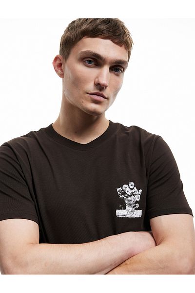 Koton Μπλουζάκι με κοντό μανίκι Crew λαιμόκοψη με κανονική εφαρμογή βαμβακερό πίσω μέρος με άδεια Van Gogh