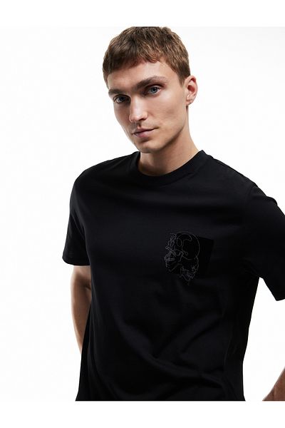 Koton Κοντομάνικο μπλουζάκι Crew Neck Cotton Regular Fit Skull με κέντημα