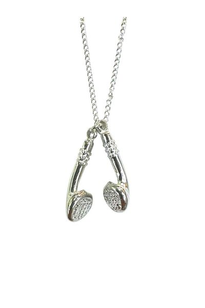 Herşey Nota Beat Vibes |   Unisex Necklace with Dj Headphone Figure – Metal 60 cm Chain
