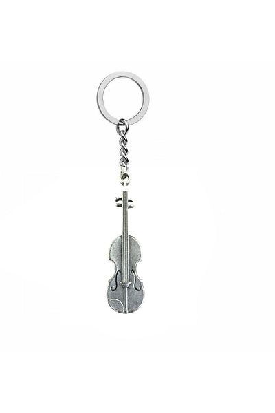 Herşey Nota Metal Keychain with Violin Figure – Unisex Music Themed Accessory