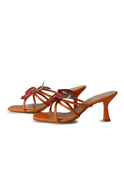 Letafia Natali Orange Butterfly Detailed Slippers
