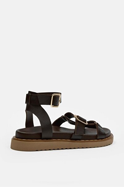 NILUFARR Γυναικεία σανδάλια Helsa Bitter Brown από γνήσιο δέρμα