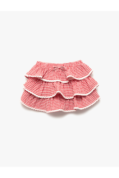 Koton Fusta mini Gingham cu volane cu talie elastică