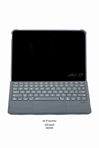 Fuchsia iPad Air 11 Uyumlu 4/5 Nesil M2/M3 Ledli 360° Manyetik Standlı Touchpadli Katanya Klavyeli Kılıf