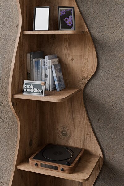 CMK Modüler Wave 5 Raflı Dekoratif Kitaplık Dosya Rafı 180 Cm Kitaplık