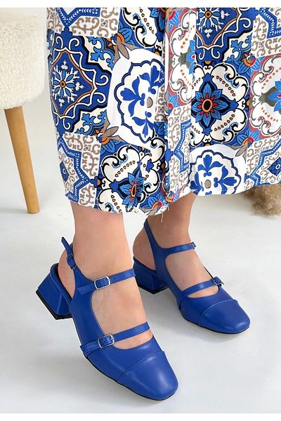 Erbilden Doran Blue Skin Heeled Shoes