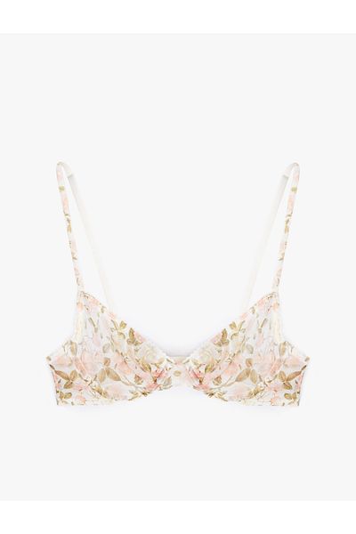 Koton Σουτιέν Semi-Transparent Underwire Tulle Floral