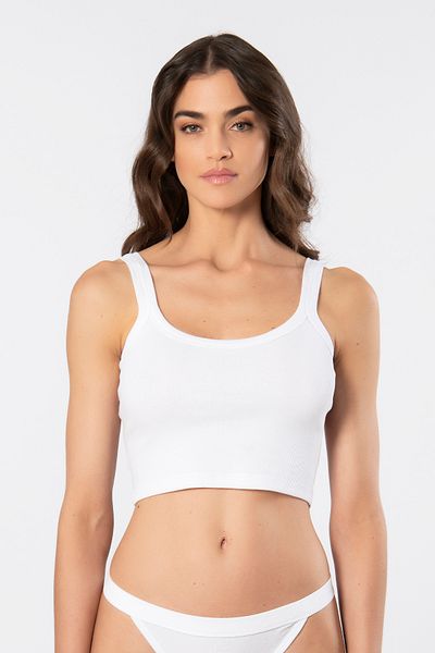 TÜREN 3405 Women's Strappy Ribbed Crop Tank Top