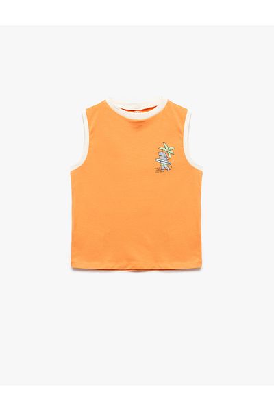Koton Sleeveless Print Detailed Crew Neck Cotton Undershirt