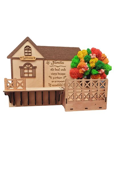 Rica Dreamart Suport de chei casuta cu licheni naturali stabilizati - Cadou de casa noua