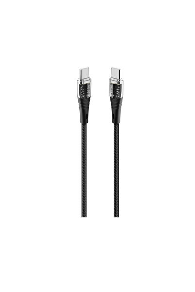 Ttec ExtremeCable Ekstra Dayanıklı Transparan USB-C –USB-C 60W PD/QC 120cm Hızlı Şarj/Data Kablosu ,