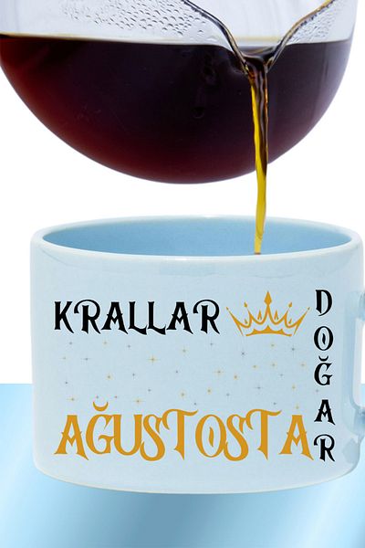 qoeuyl boutique Kings Are Born This Month Printed Spouse Dear Father Special Day Gift Rectangular Handle Pastel Blue Cup