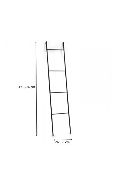 zeller vešiak na uteráky, kovový, čierny, 38 x 2 x 176 cm