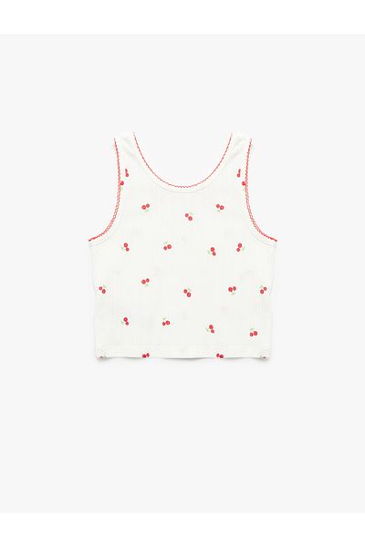 Koton Cherry Printed Sleeveless Crew Neck Undershirt