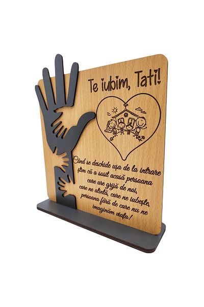 Rica Dreamart Personalized decoration for dad / father / husband - engraved wooden picture, 20×23 cm, Model 2