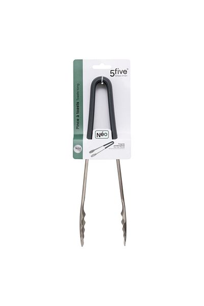 5 five simply smart NEO2 Kitchen Tongs, stainless steel, plastic handle, 8 x 4 x 28.5 cm