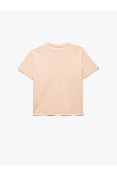 Koton Cotton Label Detailed Short Sleeve Crew Neck Printed T-Shirt