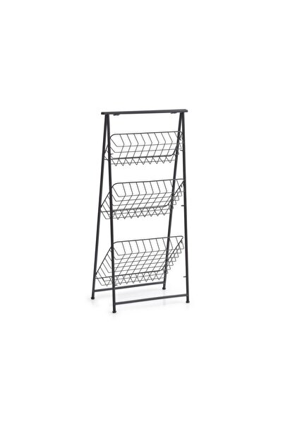 zeller Polica Blair, kovová, čierna, nastaviteľná, 43 x 30 x 90 cm