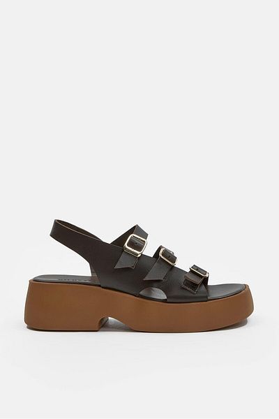 NILUFARR Lindsay Bitter Brown Genuine Leather Women's Sandals